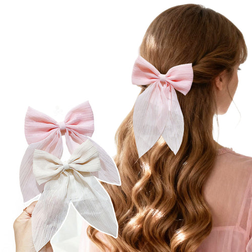 Shimmer Chiffon Bow Hair Clips with Streamers