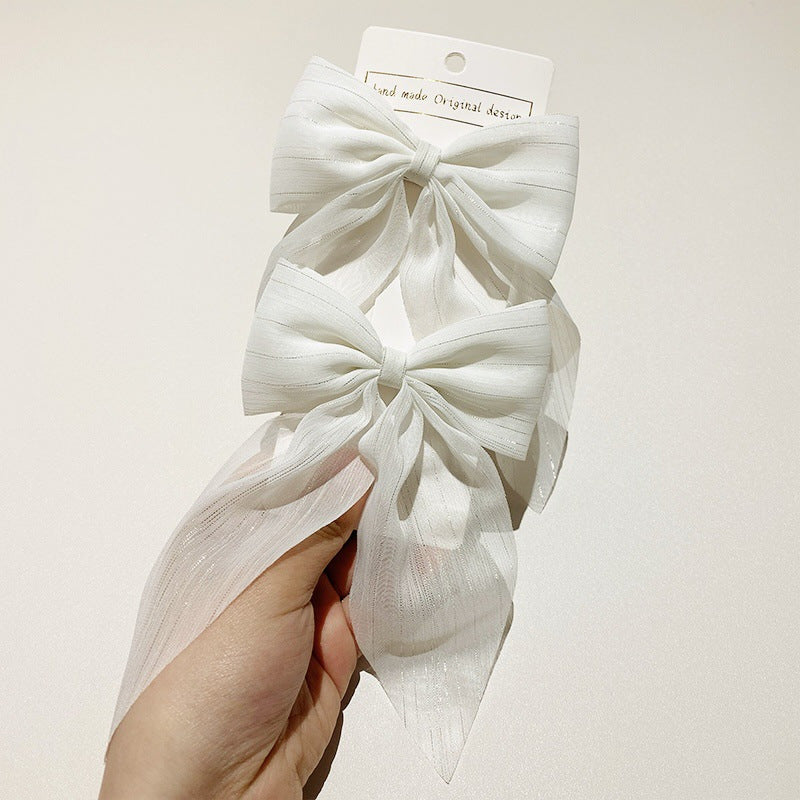 Shimmer Chiffon Bow Hair Clips with Streamers